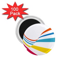 Line Rainbow Orange Blue Yellow Red Pink White Wave Waves 1 75  Magnets (100 Pack)  by Mariart