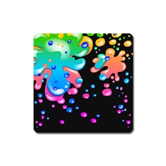 Neon Paint Splatter Background Club Square Magnet by Mariart