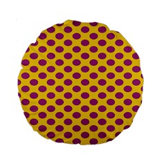 Polka Dot Purple Yellow Orange Standard 15  Premium Round Cushions by Mariart