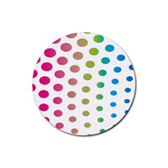 Polka Dot Pink Green Blue Rubber Round Coaster (4 Pack)  by Mariart