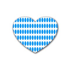Polka Dots Blue White Rubber Coaster (heart)  by Mariart