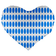 Polka Dots Blue White Large 19  Premium Heart Shape Cushions by Mariart