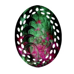 Pink And Green Shapes Make A Pretty Fractal Image Oval Filigree Ornament (two Sides) by Simbadda