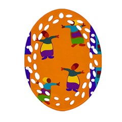 A Colorful Modern Illustration For Lovers Oval Filigree Ornament (two Sides) by Simbadda