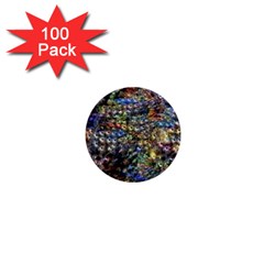 Multi Color Peacock Feathers 1  Mini Buttons (100 Pack)  by Simbadda