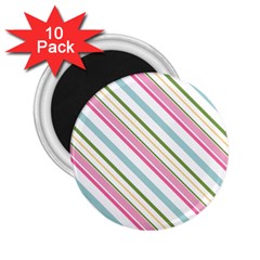 Diagonal Stripes Color Rainbow Pink Green Red Blue 2 25  Magnets (10 Pack)  by Mariart