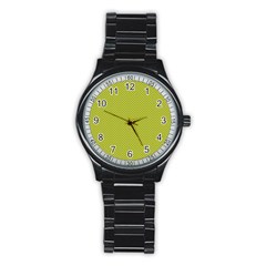 Polka Dot Green Yellow Stainless Steel Round Watch by Mariart