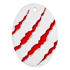 Scratches Claw Red White Oval Ornament (two Sides) by Mariart