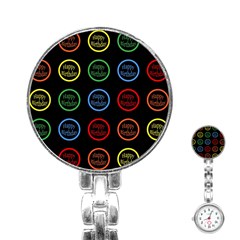 Happy Birthday Colorful Wallpaper Background Stainless Steel Nurses Watch by Simbadda