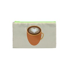 Artin Coffee Chocolate Brown Heart Love Cosmetic Bag (xs) by Mariart