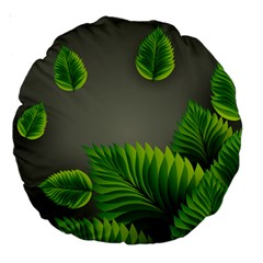 Leaf Green Grey Large 18  Premium Round Cushions by Mariart
