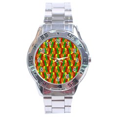 Colorful Wooden Background Pattern Stainless Steel Analogue Watch by Nexatart