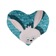 Easter Bunny  Standard 16  Premium Flano Heart Shape Cushions by Valentinaart