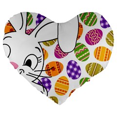 Easter Bunny  Large 19  Premium Heart Shape Cushions by Valentinaart