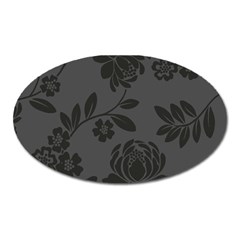 Flower Floral Rose Black Oval Magnet by Mariart