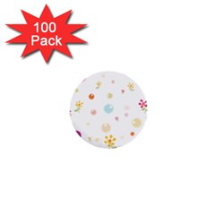 Flower Floral Star Balloon Bubble 1  Mini Buttons (100 Pack)  by Mariart