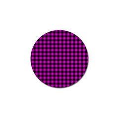 Lumberjack Fabric Pattern Pink Black Golf Ball Marker by EDDArt