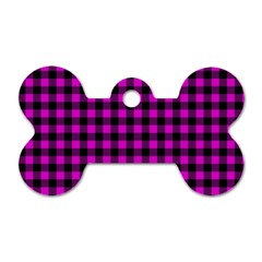 Lumberjack Fabric Pattern Pink Black Dog Tag Bone (one Side) by EDDArt