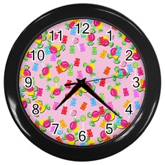 Candy Pattern Wall Clocks (black) by Valentinaart