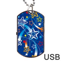 Line Star Space Blue Sky Light Rainbow Red Orange White Yellow Dog Tag Usb Flash (one Side) by Mariart