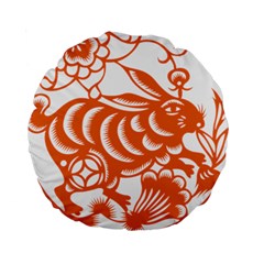Chinese Zodiac Horoscope Rabbit Star Orange Standard 15  Premium Round Cushions by Mariart