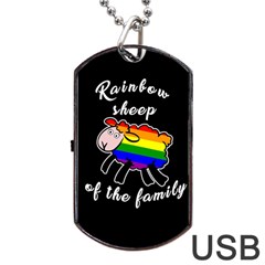 Rainbow Sheep Dog Tag Usb Flash (one Side) by Valentinaart