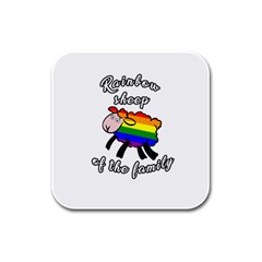 Rainbow Sheep Rubber Square Coaster (4 Pack)  by Valentinaart