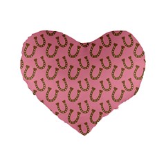 Horse Shoes Iron Pink Brown Standard 16  Premium Heart Shape Cushions by Mariart
