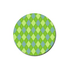 Plaid Pattern Rubber Round Coaster (4 Pack)  by Valentinaart