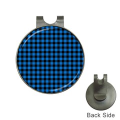 Lumberjack Fabric Pattern Blue Black Hat Clips With Golf Markers by EDDArt