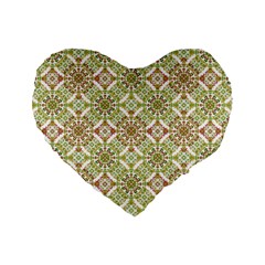 Colorful Stylized Floral Boho Standard 16  Premium Heart Shape Cushions by dflcprints