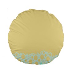 Bubbles Yellow Blue White Polka Standard 15  Premium Round Cushions by Mariart