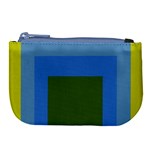 Plaid Green Blue Yellow Large Coin Purse Front