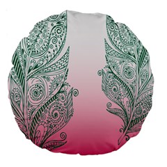 Toggle The Widget Bar Leaf Green Pink Large 18  Premium Round Cushions by Mariart