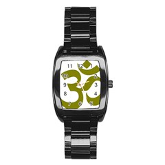 Hindi Om Symbol (olive) Stainless Steel Barrel Watch by abbeyz71