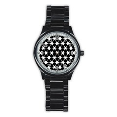 Star Egypt Pattern Stainless Steel Round Watch by Nexatart