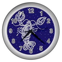 Cancer Zodiac Star Wall Clocks (silver)  by Mariart