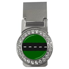 Road Street Green Black White Line Money Clips (cz)  by Mariart