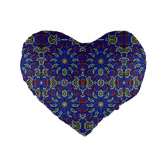 Colorful Ethnic Design Standard 16  Premium Heart Shape Cushions by dflcprints