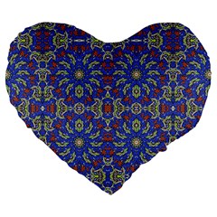 Colorful Ethnic Design Large 19  Premium Flano Heart Shape Cushions by dflcprints