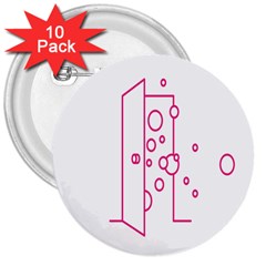 Deep Clean Bubbel Door Pink Polka Circle 3  Buttons (10 Pack)  by Mariart