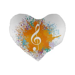 Musical Notes Standard 16  Premium Heart Shape Cushions by Mariart