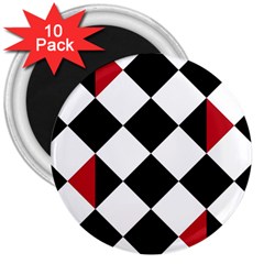 Survace Floor Plaid Bleck Red White 3  Magnets (10 Pack)  by Mariart