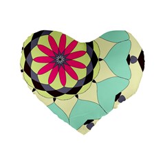 Pink Flower Standard 16  Premium Flano Heart Shape Cushions by digitaldivadesigns