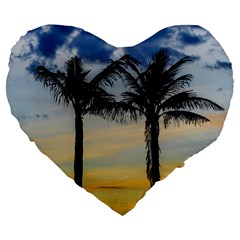 Palm Trees Against Sunset Sky Large 19  Premium Heart Shape Cushions by dflcprints