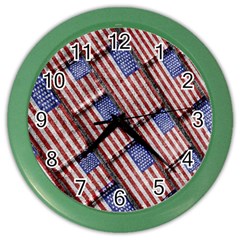 Usa Flag Grunge Pattern Color Wall Clocks by dflcprints