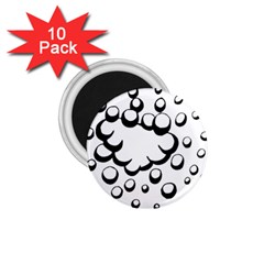 Splash Bubble Black White Polka Circle 1 75  Magnets (10 Pack)  by Mariart