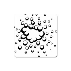 Splash Bubble Black White Polka Circle Square Magnet by Mariart