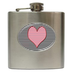 Heart Stripes Symbol Striped Hip Flask (6 Oz) by Nexatart