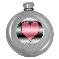 Heart Stripes Symbol Striped Round Hip Flask (5 Oz) by Nexatart
